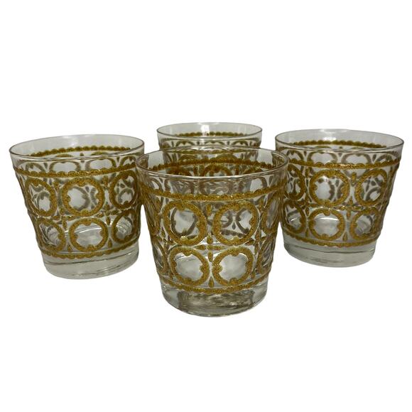 Vintage Libbey Short Glass Cups 8oz Set of 4 (One Cracked) - Picture 1 of 11